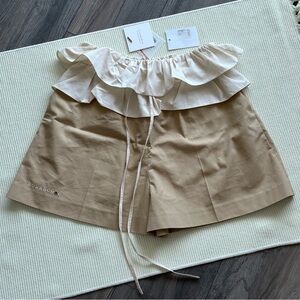 Romanchic Beige Ruffle Shorts